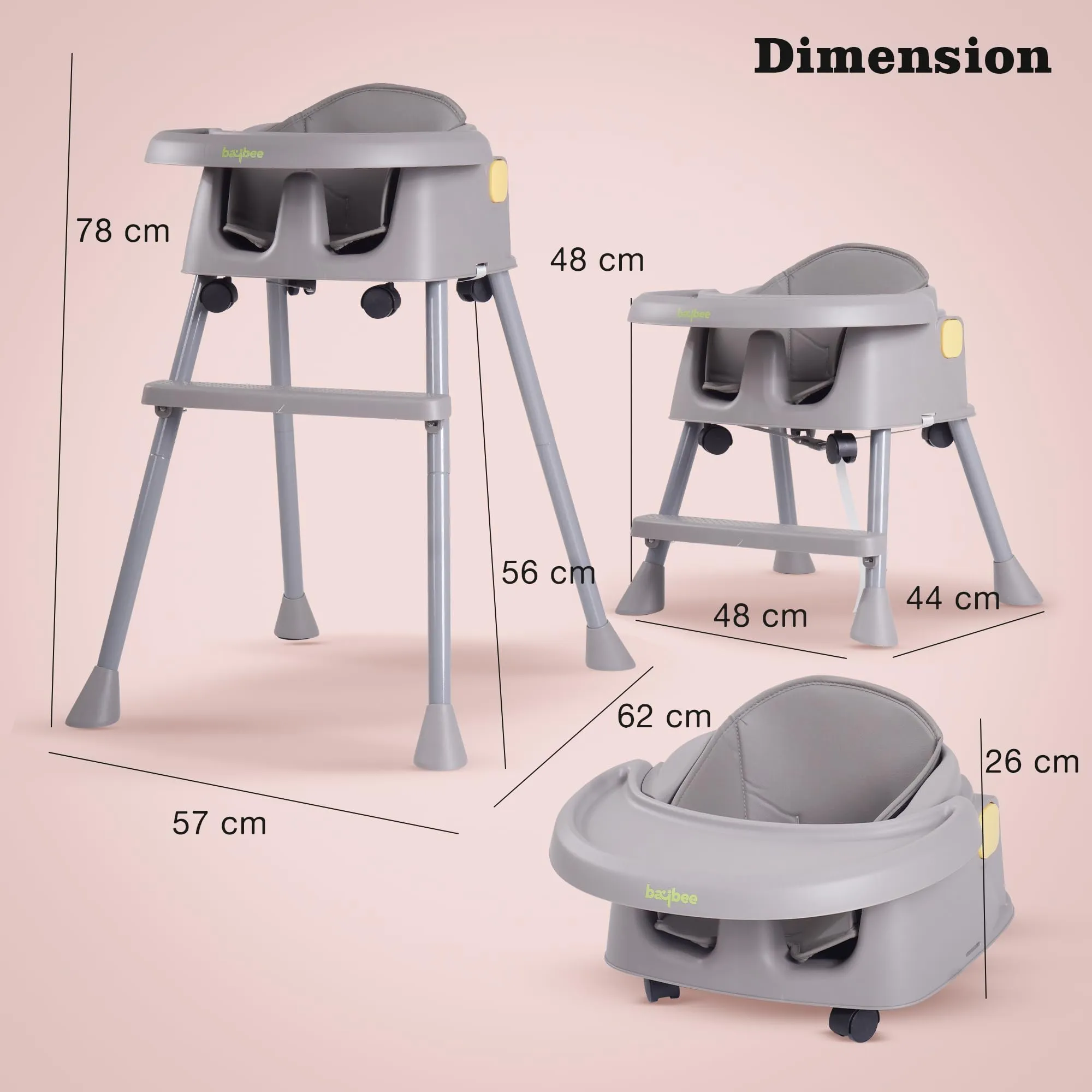 EvolveEats 4 in 1 Convertible High Chair for Kids with Adjustable Comfortable Seat