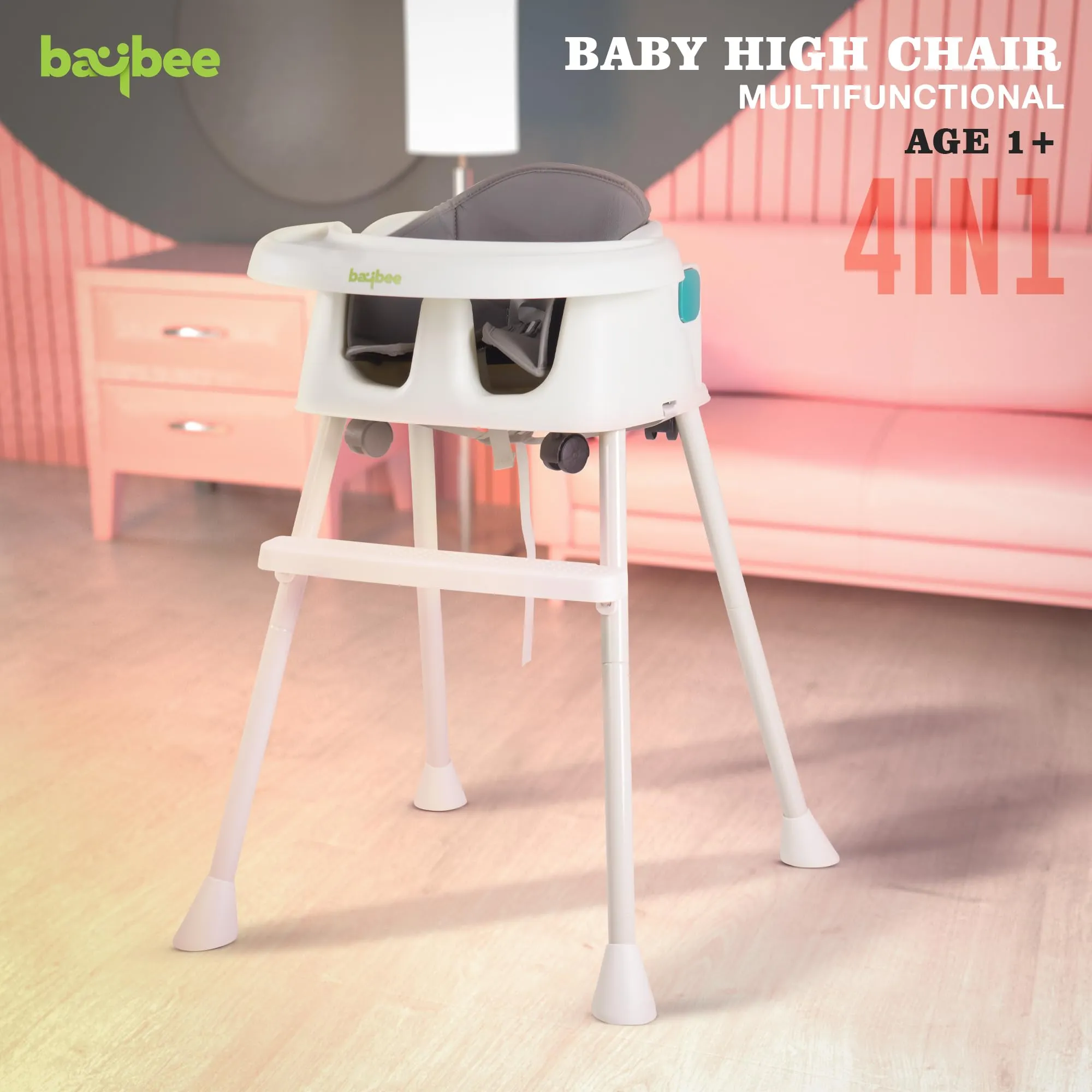 EvolveEats 4 in 1 Convertible High Chair for Kids with Adjustable Comfortable Seat
