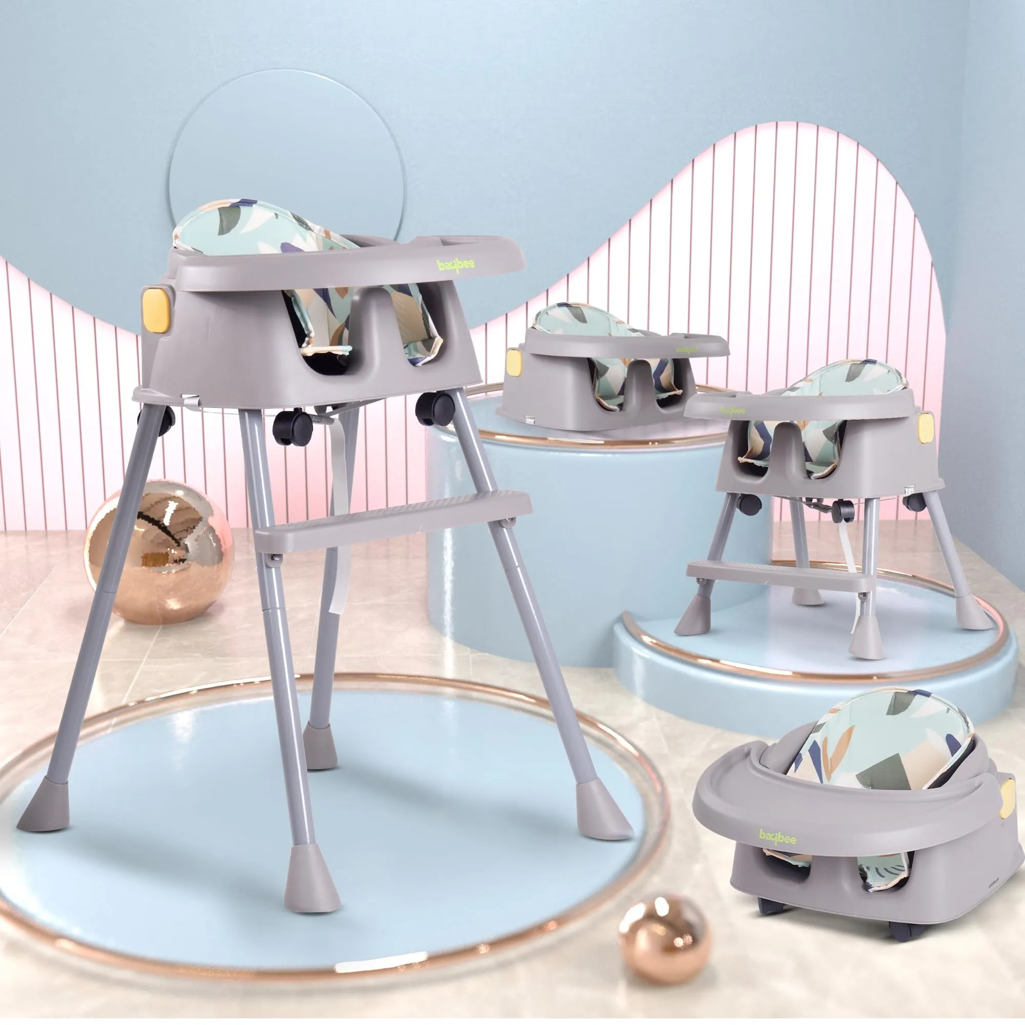 EvolveEats 4 in 1 Convertible High Chair for Kids with Adjustable Comfortable Seat