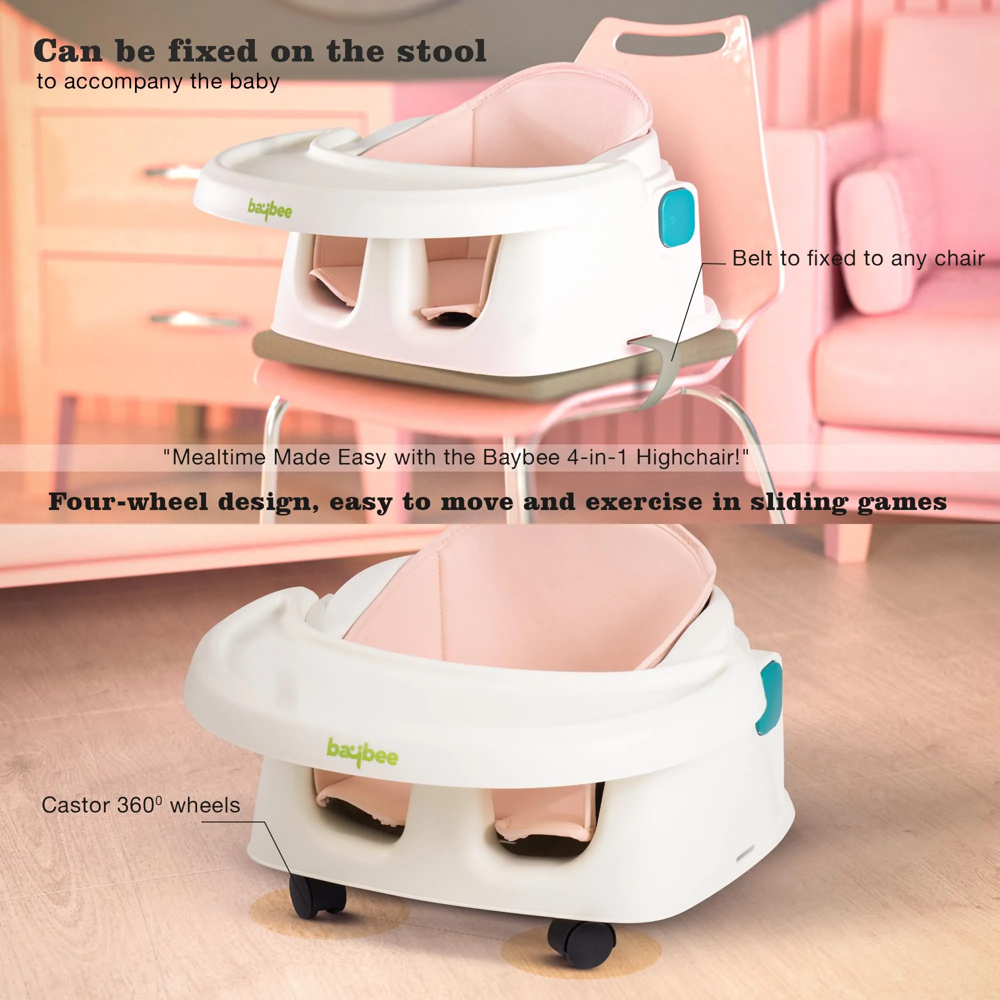 EvolveEats 4 in 1 Convertible High Chair for Kids with Adjustable Comfortable Seat
