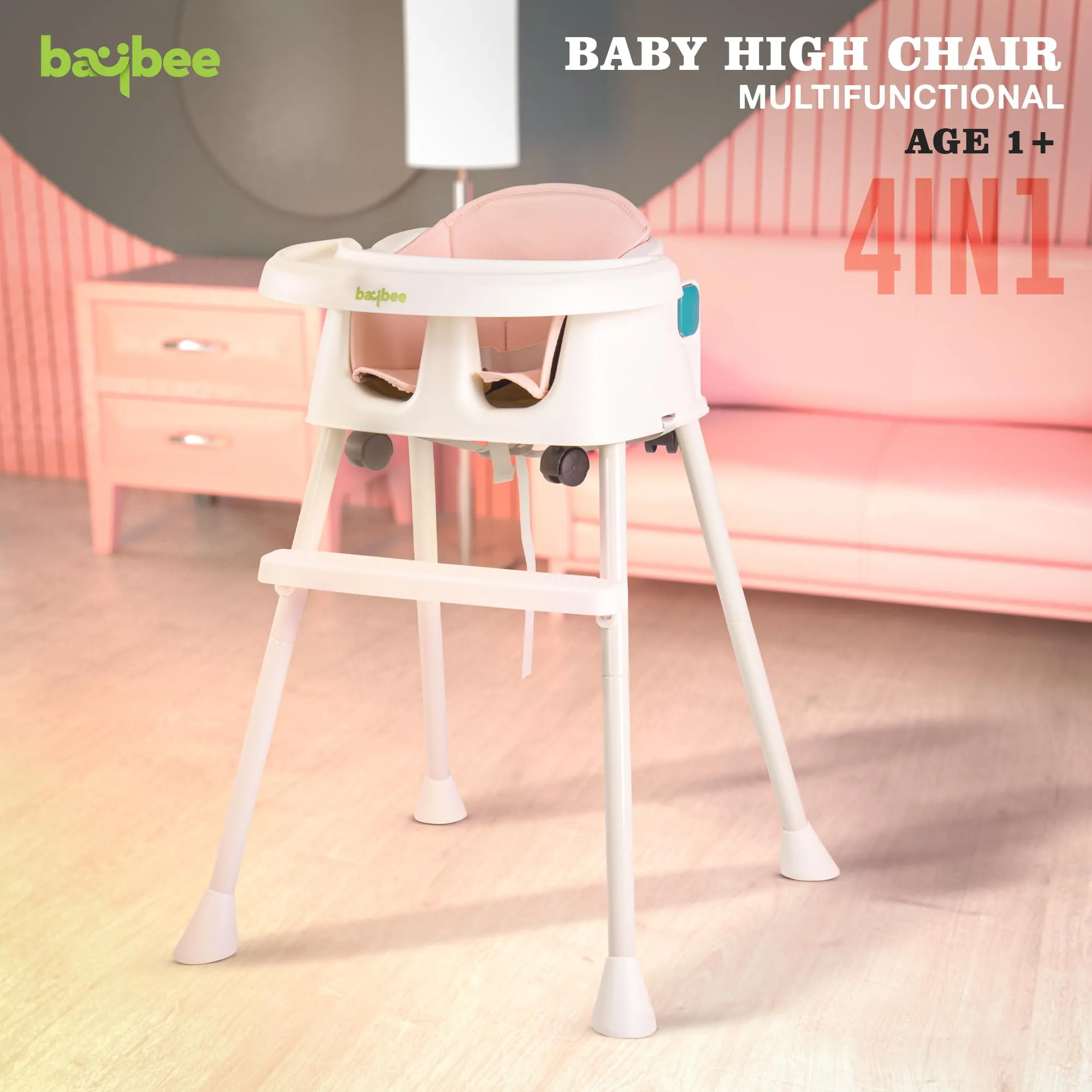 EvolveEats 4 in 1 Convertible High Chair for Kids with Adjustable Comfortable Seat