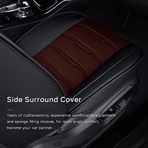 Front & Rear Seat Covers for Chevy Chevrolet Bolt EV EUV Car Seat Cover Luxury PU Leather Comfortable Wear Resistant Black×Brown