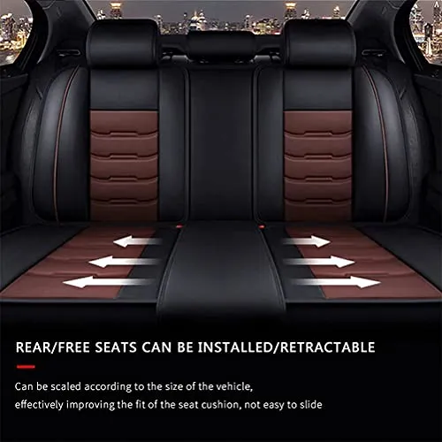 Front & Rear Seat Covers for Chevy Chevrolet Bolt EV EUV Car Seat Cover Luxury PU Leather Comfortable Wear Resistant Black×Brown