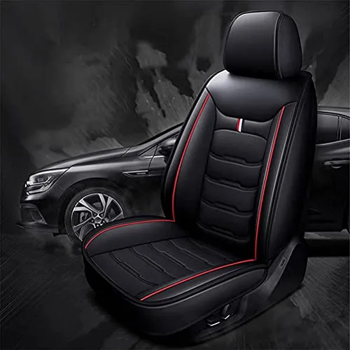 Front & Rear Seat Covers for Chevy Chevrolet Bolt EV EUV Car Seat Cover Luxury PU Leather Comfortable Wear Resistant Black×Red