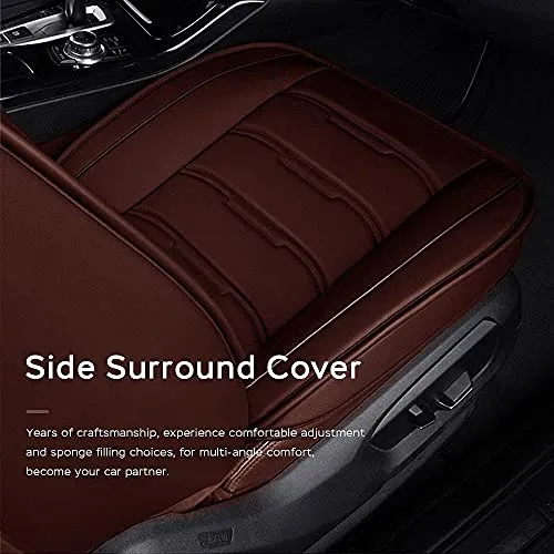 Front & Rear Seat Covers for Chevy Chevrolet Bolt EV EUV Car Seat Cover Luxury PU Leather Comfortable Wear Resistant Brown