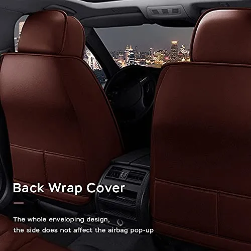 Front & Rear Seat Covers for Chevy Chevrolet Bolt EV EUV Car Seat Cover Luxury PU Leather Comfortable Wear Resistant Brown