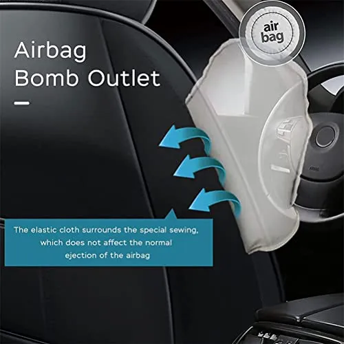 Front & Rear Seat Covers with Headrest Backrest Cushions for Chevy Chevrolet Bolt EV EUV Car Seat Cover Luxury PU Leather Comfortable Stylish Black×Blue