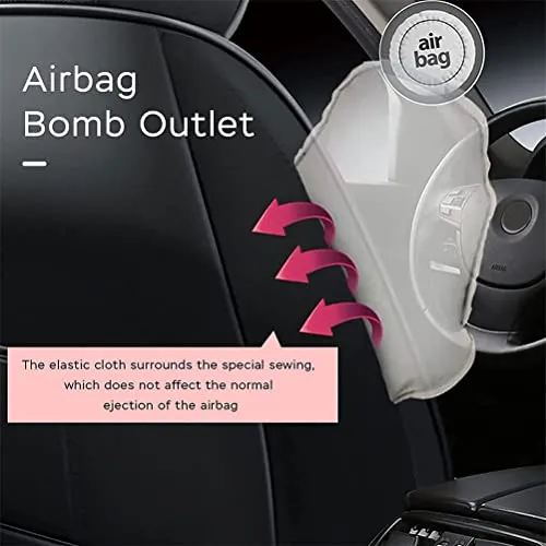 Front & Rear Seat Covers with Headrest Backrest Cushions for Chevy Chevrolet Bolt EV EUV Car Seat Cover Luxury PU Leather Comfortable Stylish Pink×Beige