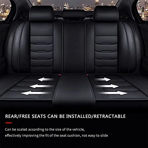 Front & Rear Seat Covers with Headrest Backrest Cushions for Chevy Chevrolet Bolt EV EUV Car Seat Cover Luxury PU Leather Comfortable Wear Resistant Black
