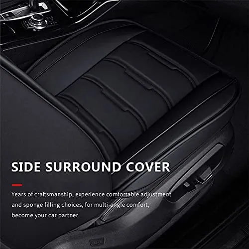 Front & Rear Seat Covers with Headrest Backrest Cushions for Chevy Chevrolet Bolt EV EUV Car Seat Cover Luxury PU Leather Comfortable Wear Resistant Black