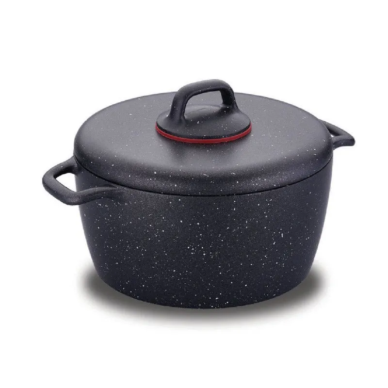 KORKMAZ Gusto Die Cast Aluminum Casserole, Granite Coating Pot, 5 lt
