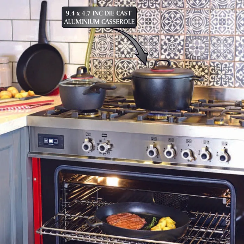 KORKMAZ Gusto Die Cast Aluminum Casserole, Granite Coating Pot, 5 lt