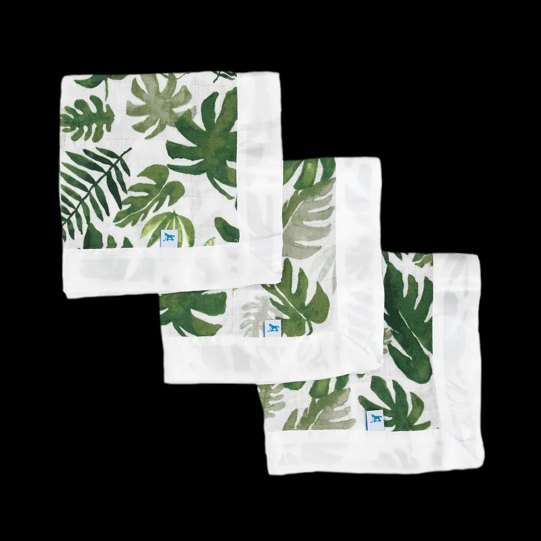 Little Unicorn Cotton Muslin Security Blanket 3 Pack / Tropical Leaf