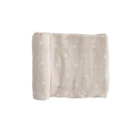 Little Unicorn Cotton Muslin Swaddle / Taupe Cross