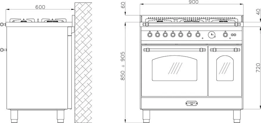 Lofra Venezia 90t PBPD 96MFTE /AOE White Gas Dual Fuel Range Cooker 90cm