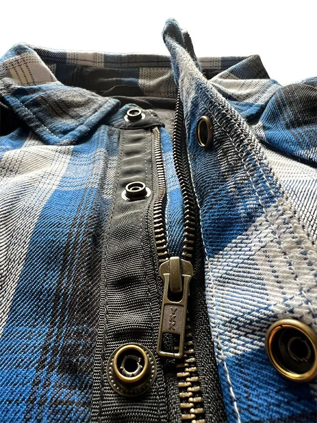 Men's Protective Motorcycle Shirt – Blue Plaid
