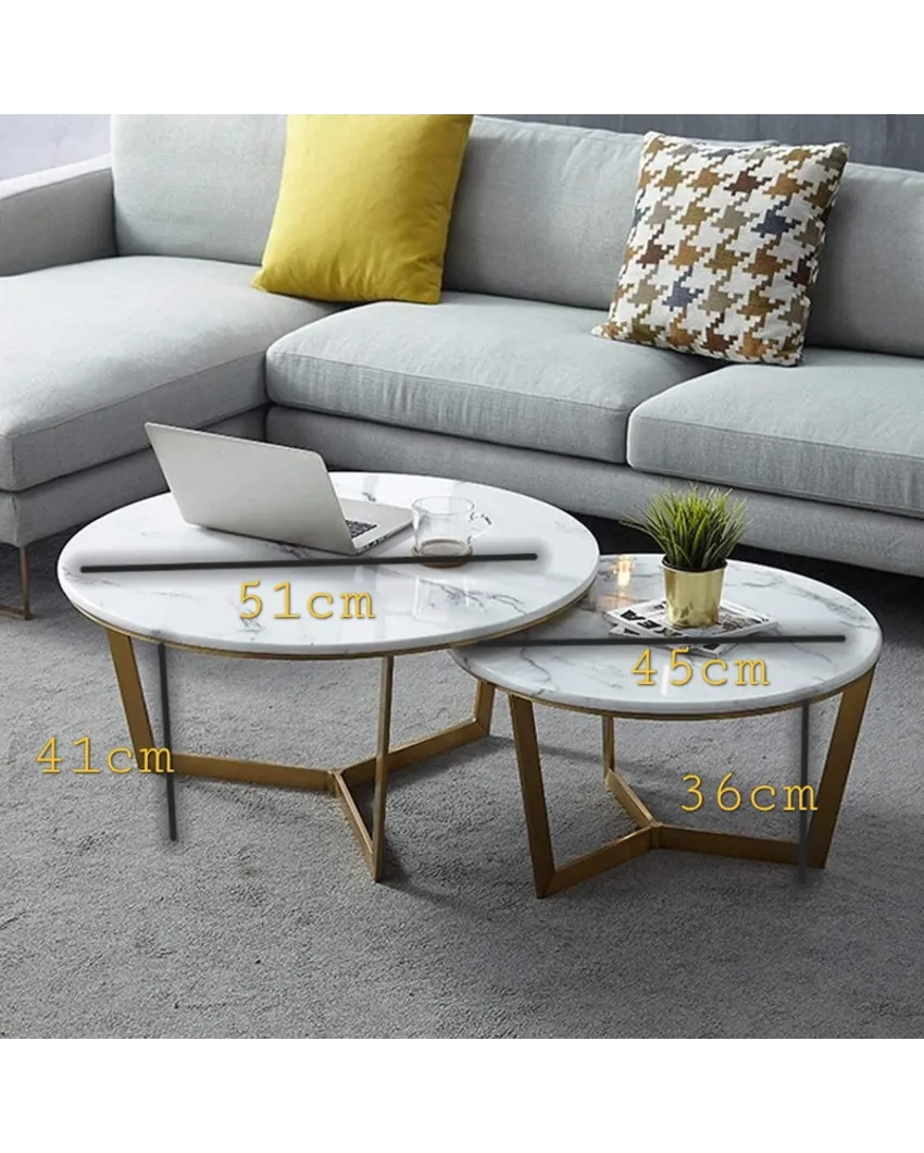 Metal Tube Triangular Centre Nesting Tables | Set of 2