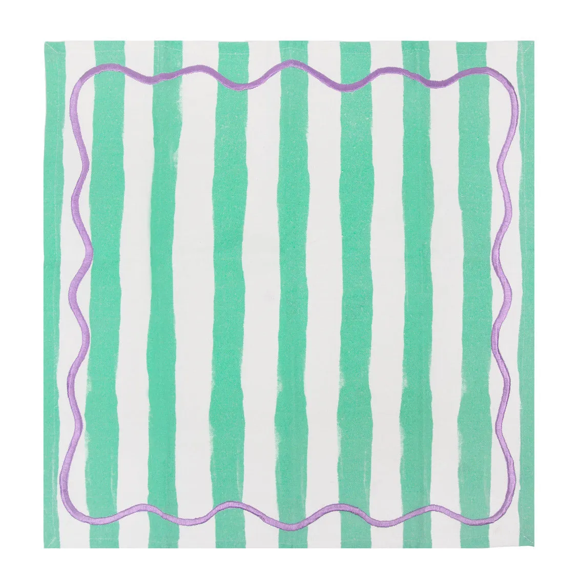 Pink & Green Striped Cotton Napkins - 4 Pack