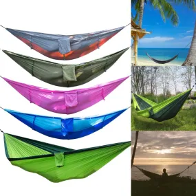 Portable Outdoor Camping Mosquito Net Nylon Hammock Hanging Bed Sleeping Swing Hanging Bed Leisure Travel Hammocks for Sleeping