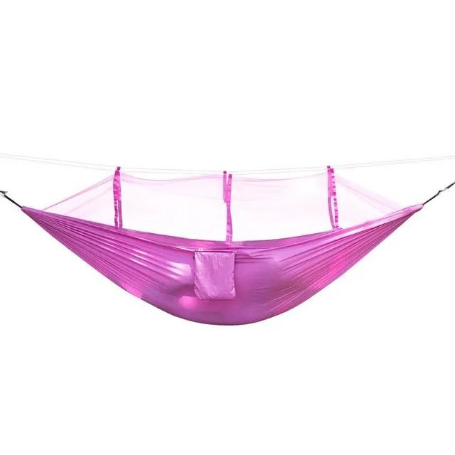 Portable Outdoor Camping Mosquito Net Nylon Hammock Hanging Bed Sleeping Swing Hanging Bed Leisure Travel Hammocks for Sleeping