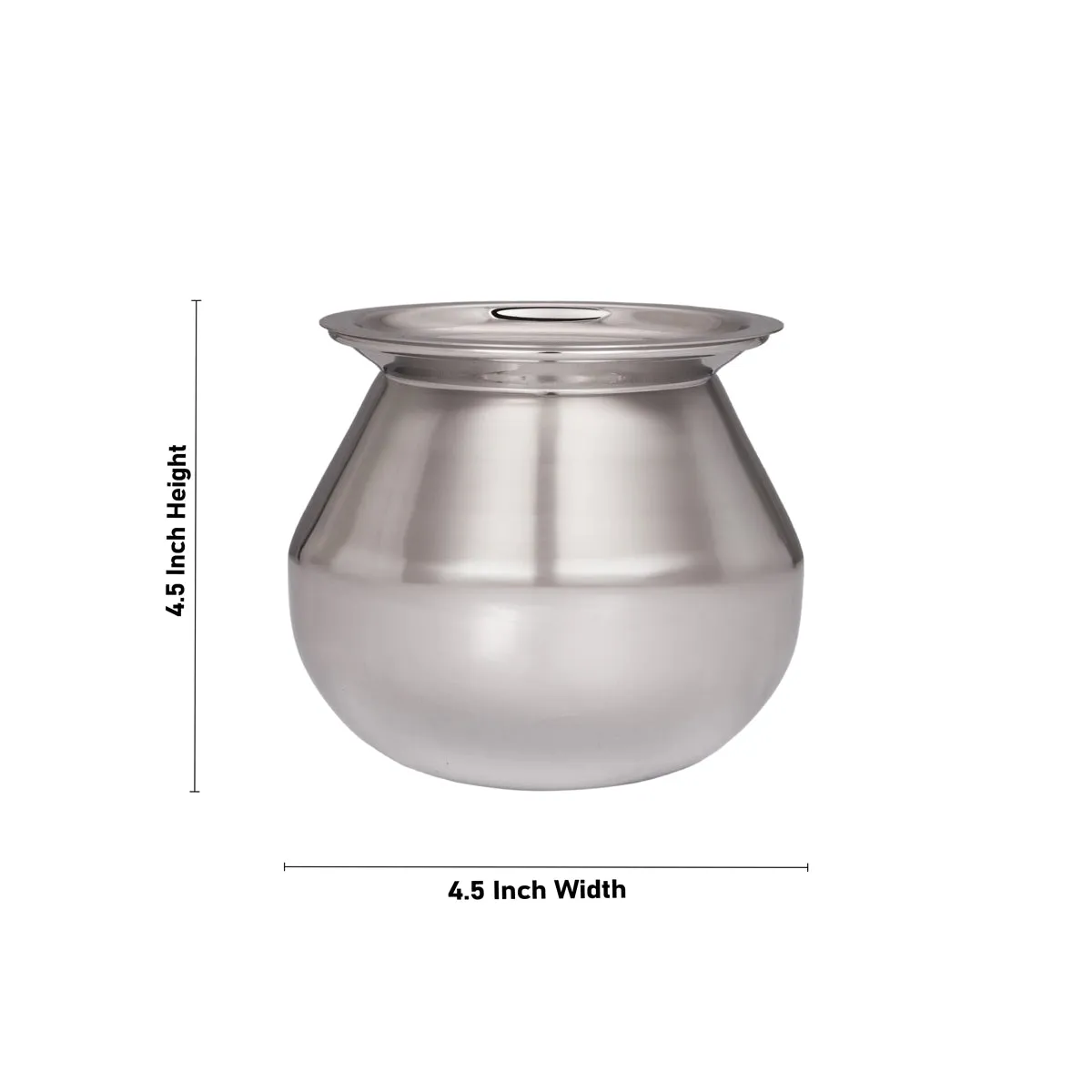 Pot with Lid - 4.5 x 4.5 Inches | Pongal Handi/ Stainless Steel Pot/ Cooking Pot for Home/ 305 Gms Approx