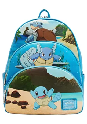 [Pre-Owned] Pokemon Squirtle Evolution Triple Pocket Backpack (Wallet Included)