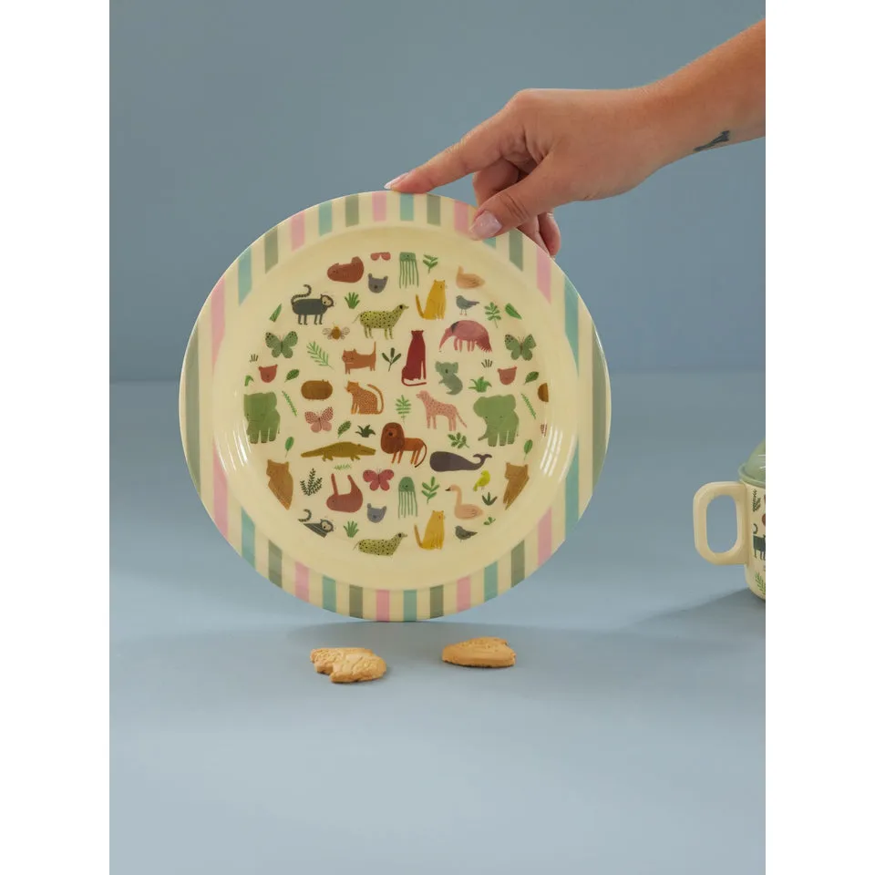 Rice DK Melamine Kids Lunch Plate with Sweet Jungle Print