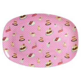 Rice DK Melamine Rectangular Plate with Sweet Cake Print