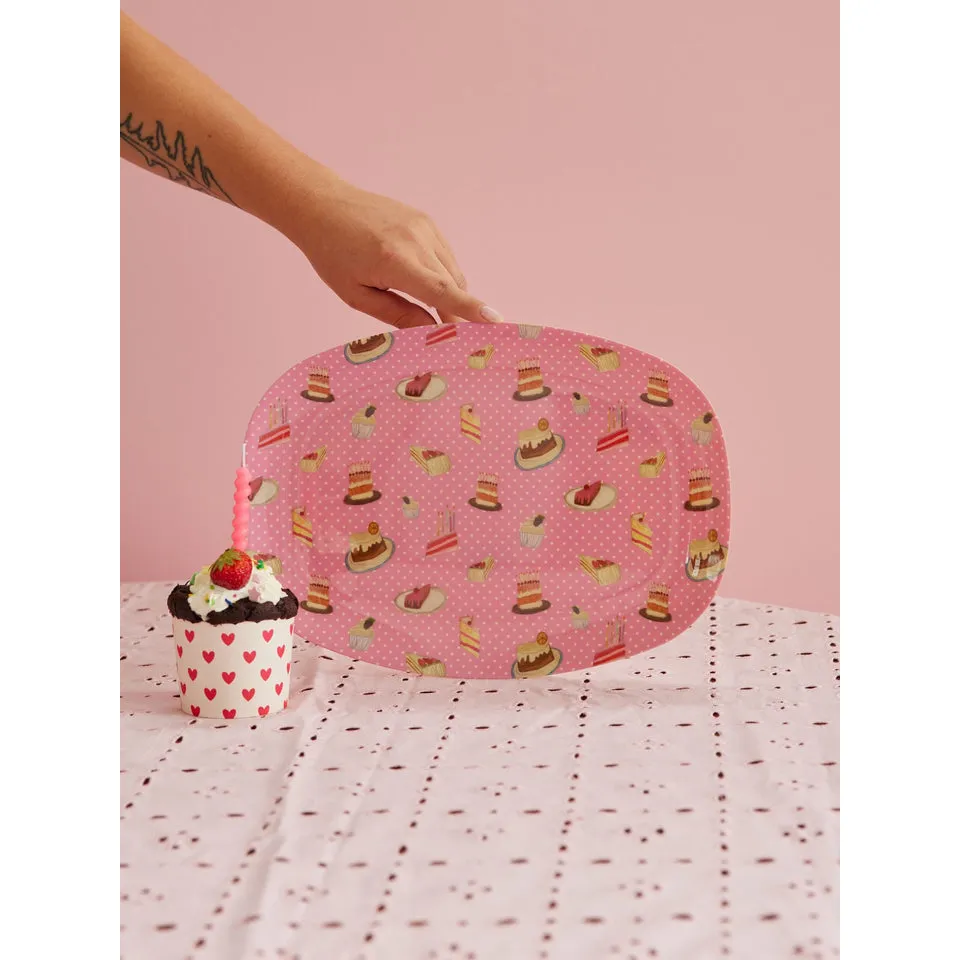 Rice DK Melamine Rectangular Plate with Sweet Cake Print