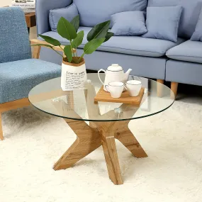 Round Glass Coffee Tables for Living Room, 31.5 in