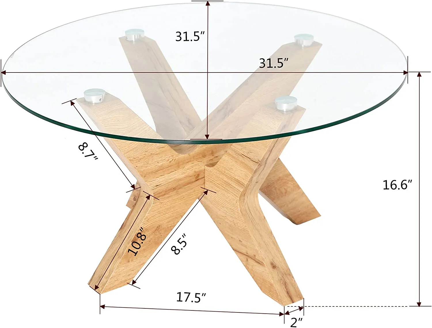 Round Glass Coffee Tables for Living Room, 31.5 in