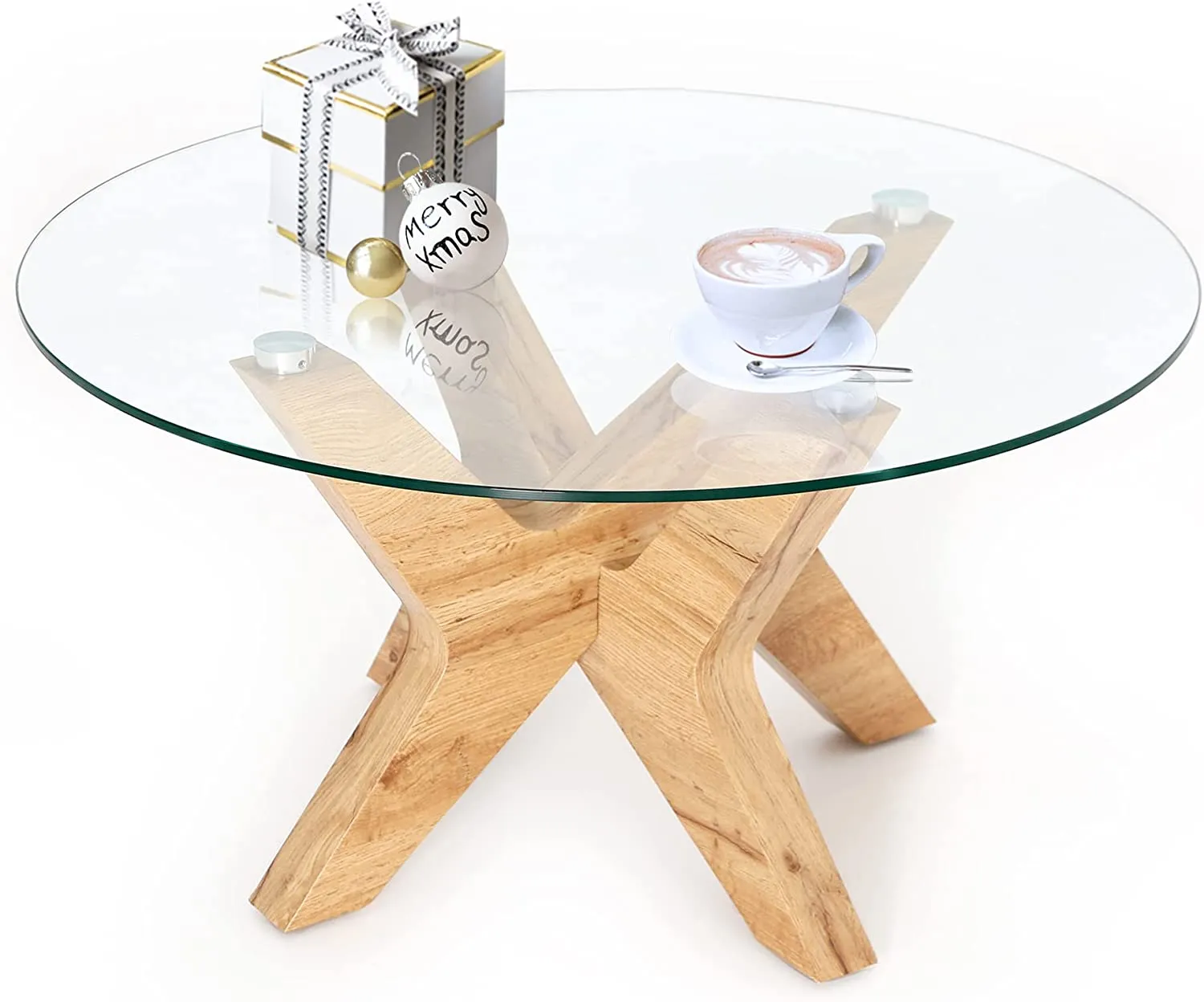 Round Glass Coffee Tables for Living Room, 31.5 in