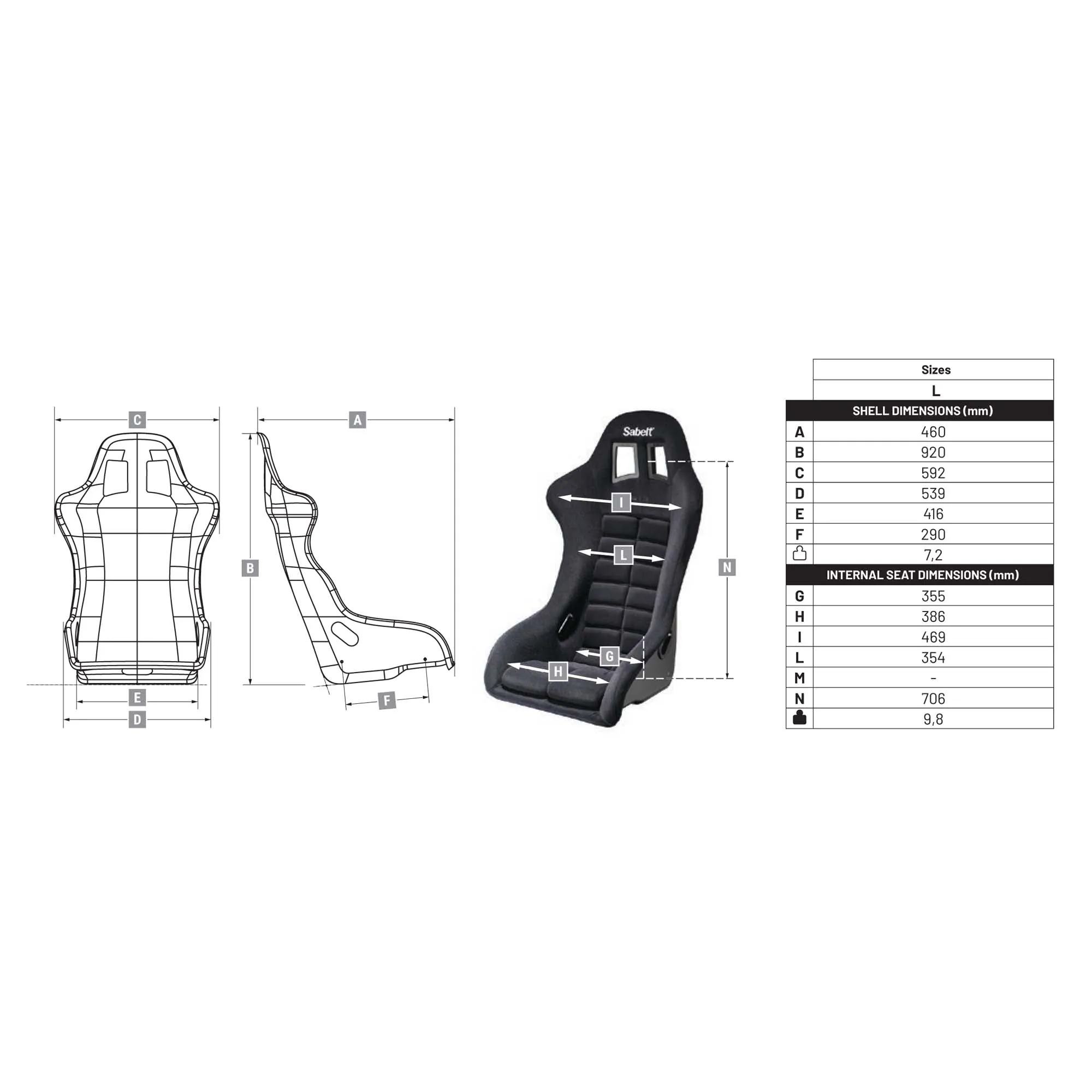 Sabelt GT3 Fiberglass Racing Seat