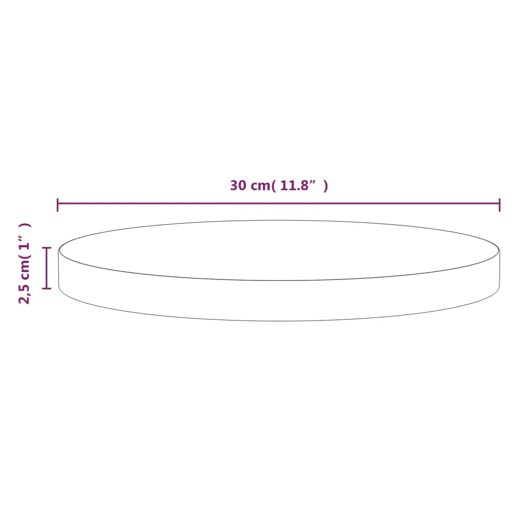 Table Top White Ø30x2.5 cm Solid Wood Pine