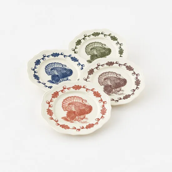 Turkey Scalloped Melamine Plates, Set of 4