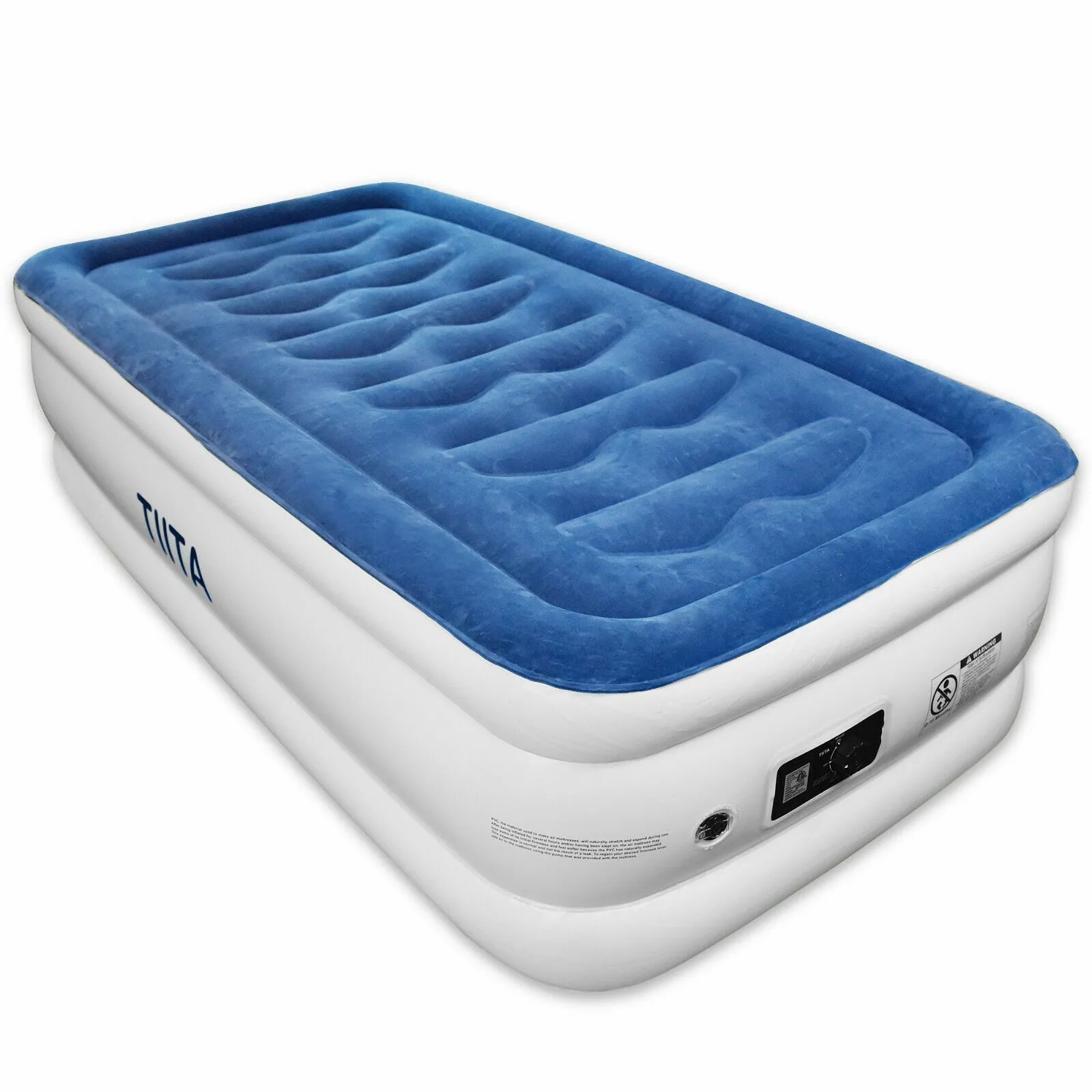 TWIN Durable Air Mattress, Built-in Quick Pump, with Storage Bag, 20 in