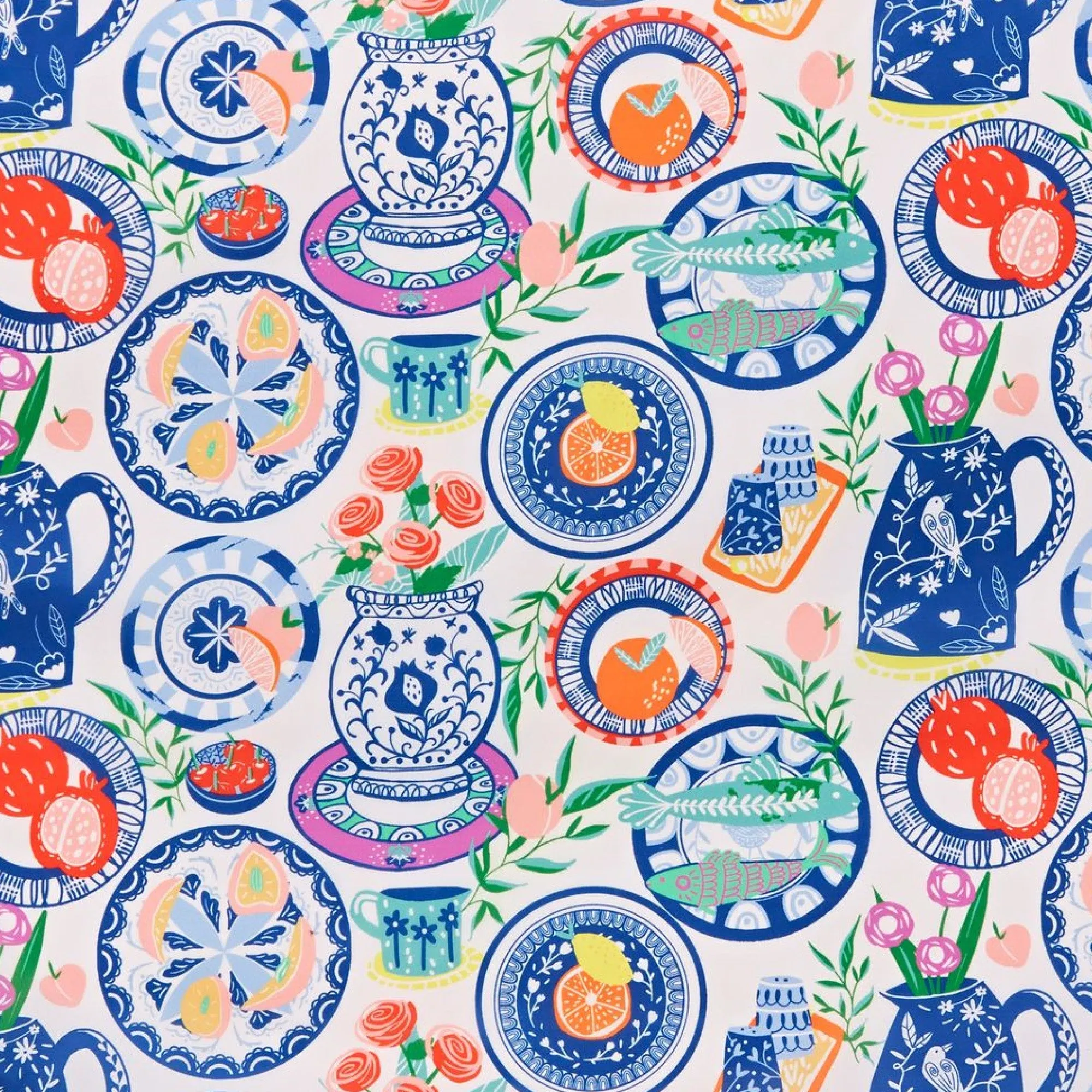 Ulster Weavers Reusable Roll-Up Bag - Mediterranean Plates (Polyester)