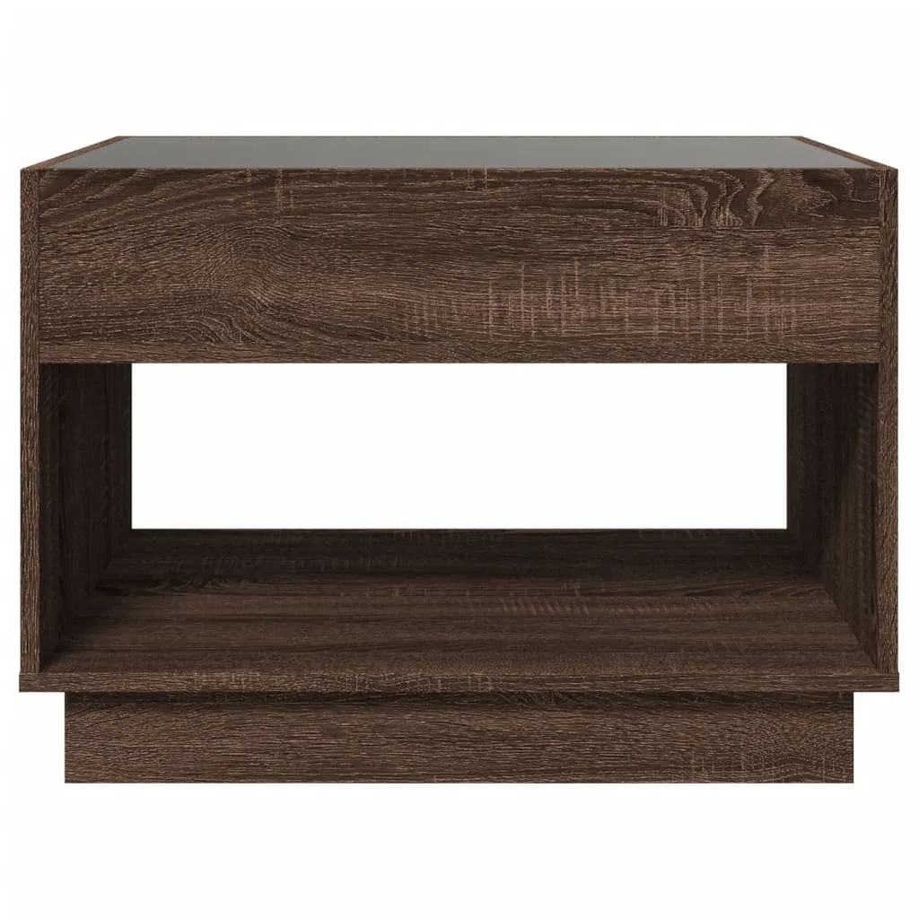 vidaXL Coffee Table with Infinity LED Brown Oak 70x50x50 cm