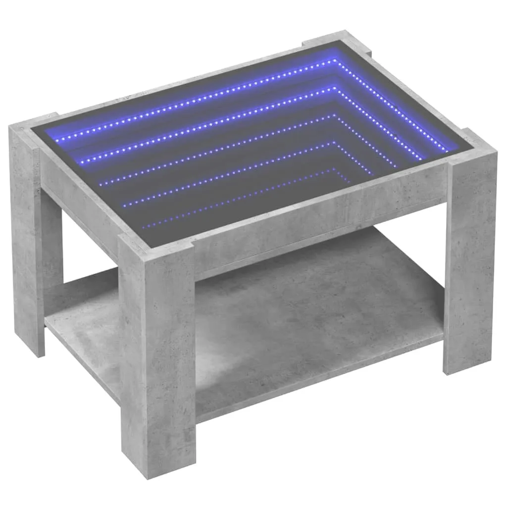 vidaXL Coffee Table with LED Concrete Grey 73x53x45 cm Engineered Wood