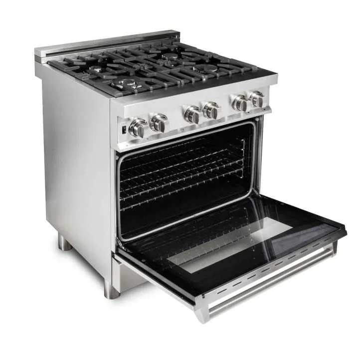 ZLINE 30" Professional Stainless Steel 4.0 CU.FT. 4 Gas Burner/Electric Oven Range (RA30)