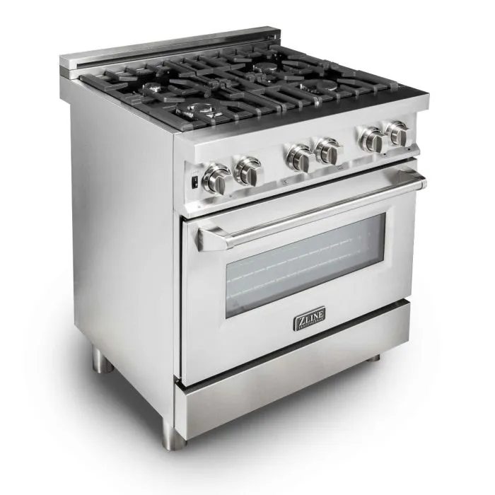 ZLINE 30" Professional Stainless Steel 4.0 CU.FT. 4 Gas Burner/Electric Oven Range (RA30)